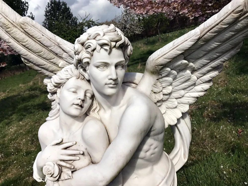Statues & Sculptures Angel|Roman-Cupid & Psyche 197cm Marble Garden Statue