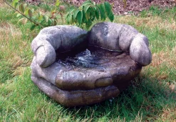 Statues & Sculptures Water Features-Cupped Hands Stone Fountain Water Feature