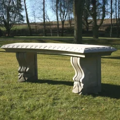 Statues & Sculptures Stone Benches-Curved Ivy Stone Garden Bench
