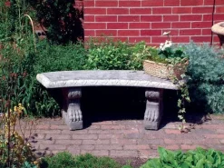Statues & Sculptures Stone Benches-Curved Pattern Top Stone Garden Bench