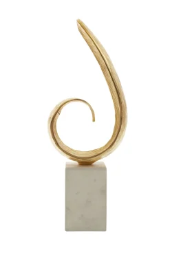 Statues & Sculptures Table Top|Abstract-Curved Reflection 50cm Gold Metal Indoor Sculpture