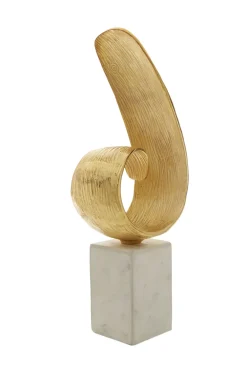 Statues & Sculptures Table Top|Abstract-Curved Reflection 50cm Gold Metal Indoor Sculpture
