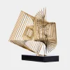 Statues & Sculptures Table Top|Abstract-Cyber Book 46cm Gold Metal Indoor Sculpture