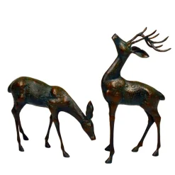 Statues & Sculptures Stags & Deers-Deer & Doe Bronze Metal Garden Statues
