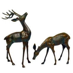 Statues & Sculptures Stags & Deers-Deer & Doe Bronze Metal Garden Statues