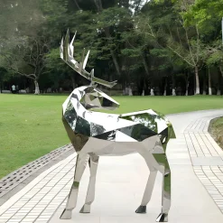 Statues & Sculptures Wildlife|Stags & Deers-Deer 158cm Geometric Metal Garden Sculpture