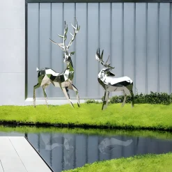 Statues & Sculptures Wildlife|Stags & Deers-Deer 158cm Geometric Metal Garden Sculpture