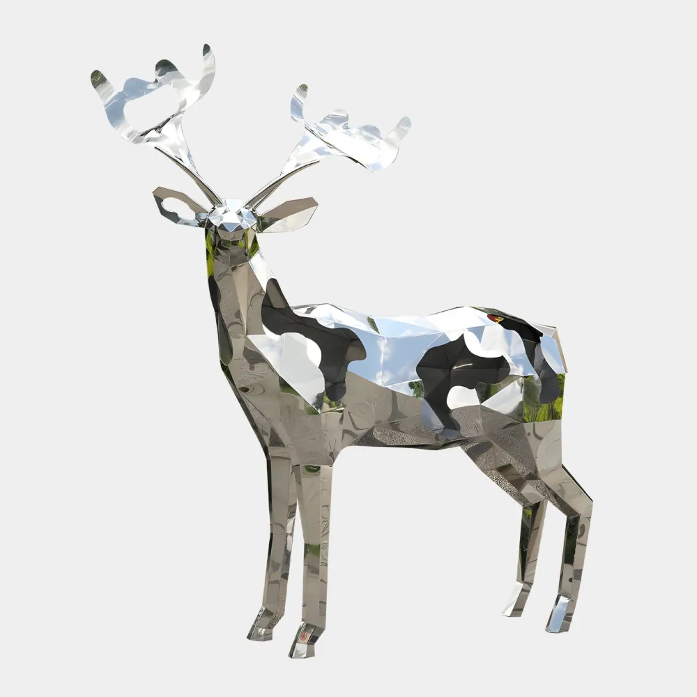 Statues & Sculptures Wildlife|Stags & Deers-Deer 197cm Geometric Metal Garden Sculpture v1