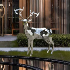 Statues & Sculptures Wildlife|Stags & Deers-Deer 197cm Geometric Metal Garden Sculpture v1