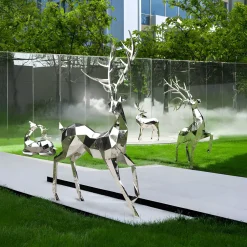 Statues & Sculptures Wildlife|Stags & Deers-Deer 258cm Geometric Metal Garden Sculpture