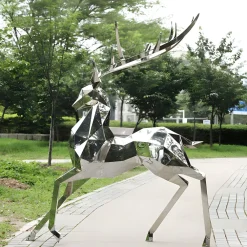 Statues & Sculptures Wildlife|Stags & Deers-Deer 204cm Geometric Metal Garden Sculpture