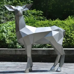 Statues & Sculptures Wildlife|Stags & Deers-Deer 160cm Geometric Metal Garden Sculpture