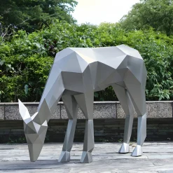 Statues & Sculptures Wildlife|Stags & Deers-Deer 90cm Geometric Metal Garden Sculpture