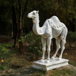 Statues & Sculptures Wildlife|Modern-Desert Camel 160cm White Marble Garden Statue v6