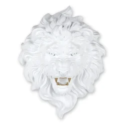 Statues & Sculptures Wall Art|Animals-Desert Lion 49cm White Resin Wall Sculpture