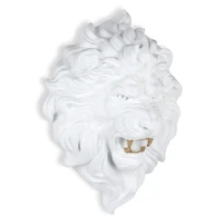 Statues & Sculptures Wall Art|Animals-Desert Lion 49cm White Resin Wall Sculpture