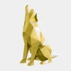Statues & Sculptures Low Poly|Animals-Dog 100cm Gold Geometric Metal Garden Sculpture