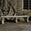 Statues & Sculptures Stone Benches-Double Length Ivy Straight Stone Bench - Large Garden Benches