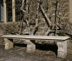 Statues & Sculptures Stone Benches-Double Length Ivy Straight Stone Bench - Large Garden Benches