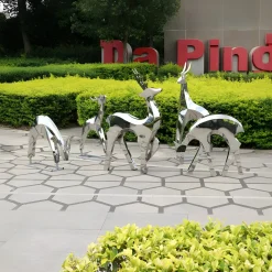 Statues & Sculptures Wildlife|Stags & Deers-Dynamic Deer 75cm Metal Garden Sculpture