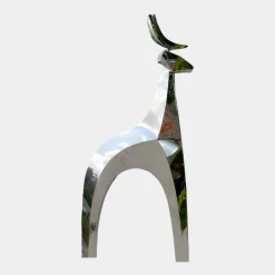 Statues & Sculptures Wildlife|Stags & Deers-Dynamic Deer 156cm Metal Garden Sculpture