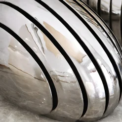 Statues & Sculptures Floor Standing|Abstract-Dynamic Pebbles 95cm Silver Metal Garden Sculptures