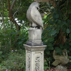 Statues & Sculptures Eagles|Modern-Eagle on Floral Pedestal Modern Stone Garden Statue