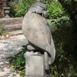 Statues & Sculptures Eagles|Modern-Eagle on Floral Pedestal Modern Stone Garden Statue