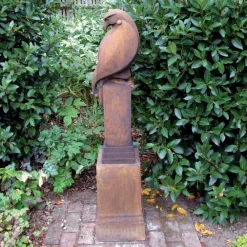 Statues & Sculptures Eagles|Modern-Eagle on Pedestal Modern Stone Garden Statue (Rust)