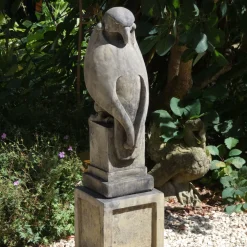Statues & Sculptures Eagles|Modern-Eagle on Plain Pedestal Modern Stone Garden Statue