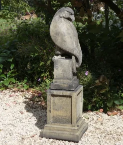 Statues & Sculptures Eagles|Modern-Eagle on Plain Pedestal Modern Stone Garden Statue