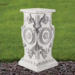 Statues & Sculptures Plinths & Pedestals-Elegance 44cm Marble Resin Garden Pedestal