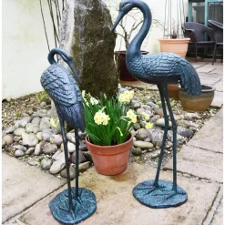 Statues & Sculptures Cranes-Elegant Cranes Bronze Metal Garden Ornaments