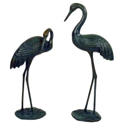 Statues & Sculptures Cranes-Elegant Cranes Bronze Metal Garden Ornaments