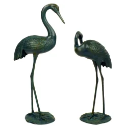 Statues & Sculptures Cranes-Elegant Cranes Bronze Metal Garden Ornaments