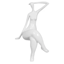 Statues & Sculptures Figurative|Table Top-Elegant Grace 38cm White Resin Indoor Sculpture