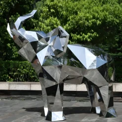 Statues & Sculptures Wildlife|Contemporary-Elephant 190cm Geometric Metal Garden Sculpture