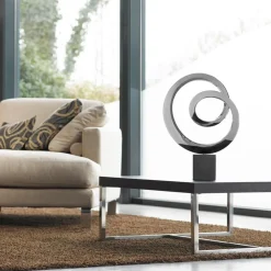 Statues & Sculptures Contemporary|Contemporary-Ellipse 64cm Metal Stainless Steel Indoor Sculpture