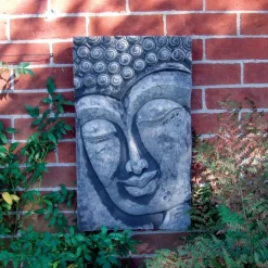 Statues & Sculptures Wall Plaques|Buddha-Enlightened Buddha Stone Garden Wall Art Plaque