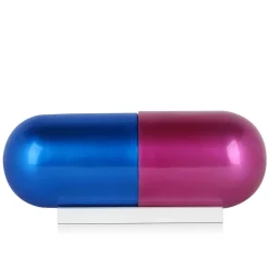 Statues & Sculptures Table Top|Contemporary-Eternal Happiness Pill 13cm Fuchsia Resin Indoor Sculpture