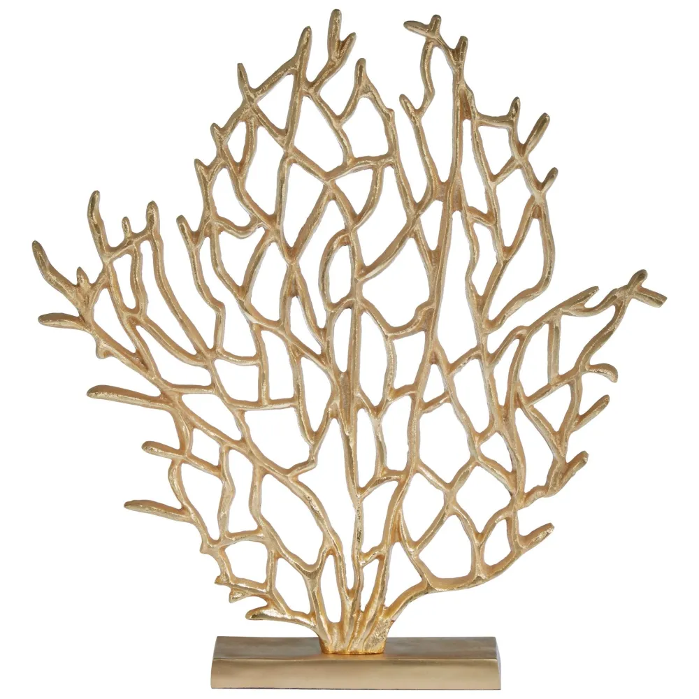Statues & Sculptures Table Top|Contemporary-Euphoric Coral 40cm Gold Metal Indoor Sculpture