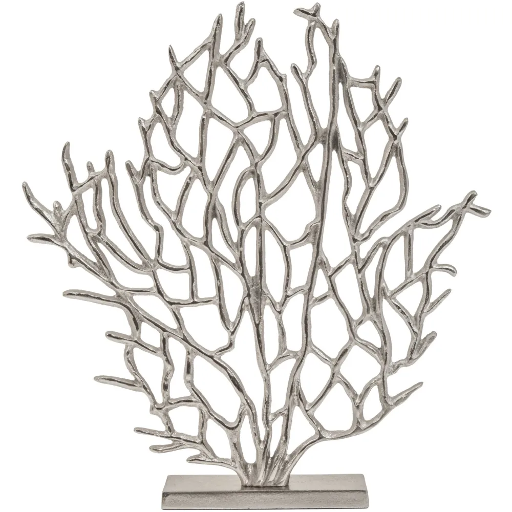 Statues & Sculptures Table Top|Contemporary-Euphoric Coral 43cm Silver Metal Indoor Sculpture