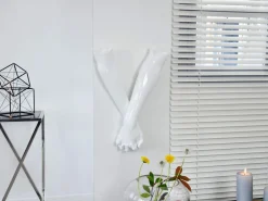 Statues & Sculptures Wall Art|Contemporary-Everlasting Embrace 55cm White Resin Wall Sculpture