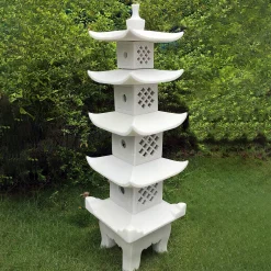 Statues & Sculptures Pagodas-Five Tier Japanese Pagoda Lantern Marble Garden Ornament