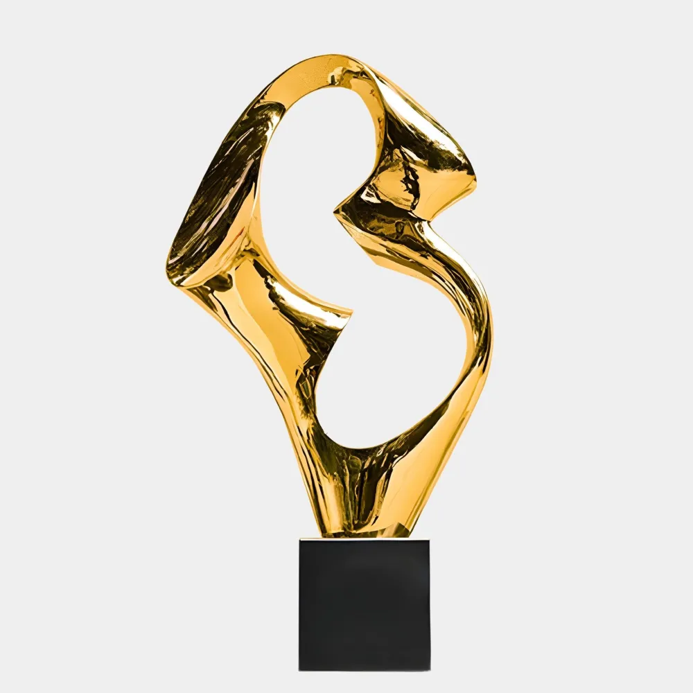 Statues & Sculptures Table Top|Floor Standing-Flow Motion 96cm Gold Metal Indoor Sculpture v3