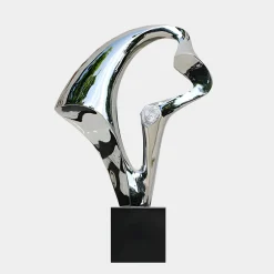 Statues & Sculptures Table Top|Floor Standing-Flow Motion 90cm Silver Metal Indoor Sculpture v2