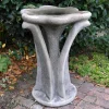 Statues & Sculptures Bird Baths-Flower Design Stone Garden Bird Bath