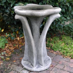 Statues & Sculptures Bird Baths-Flower Design Stone Garden Bird Bath