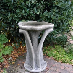 Statues & Sculptures Bird Baths-Flower Design Stone Garden Bird Bath