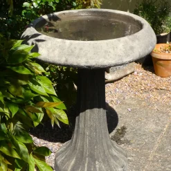 Statues & Sculptures Bird Baths-Fluted Modern Stone Garden Birdbath